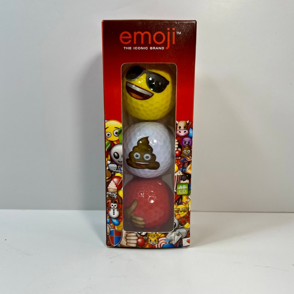 Emoji The Iconic Brand Novelty Golf Balls 3 Pack Sunglasses Poop Thumbs Up